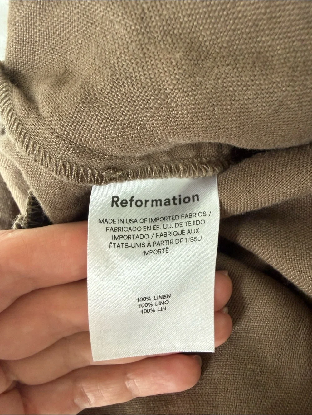 Reformation Wide-Leg Linen-Blend Pants in Brown